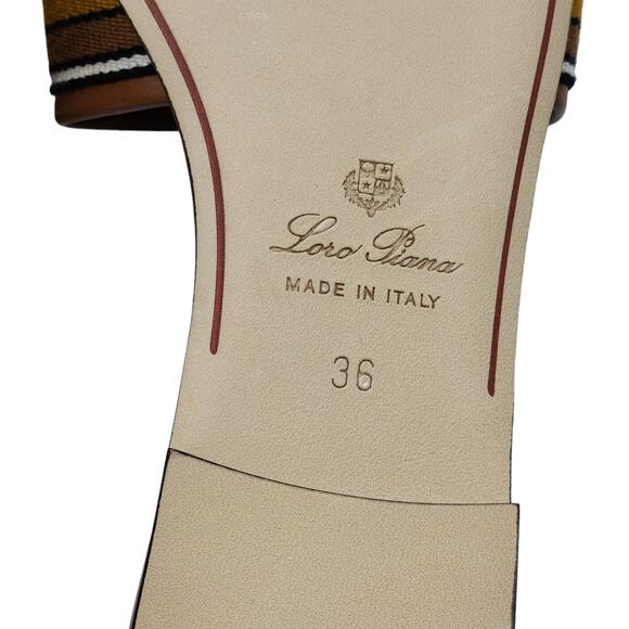 Loro Piana The Suitcase Stripe Flat Sandals in Brown - Picture 7 of 11